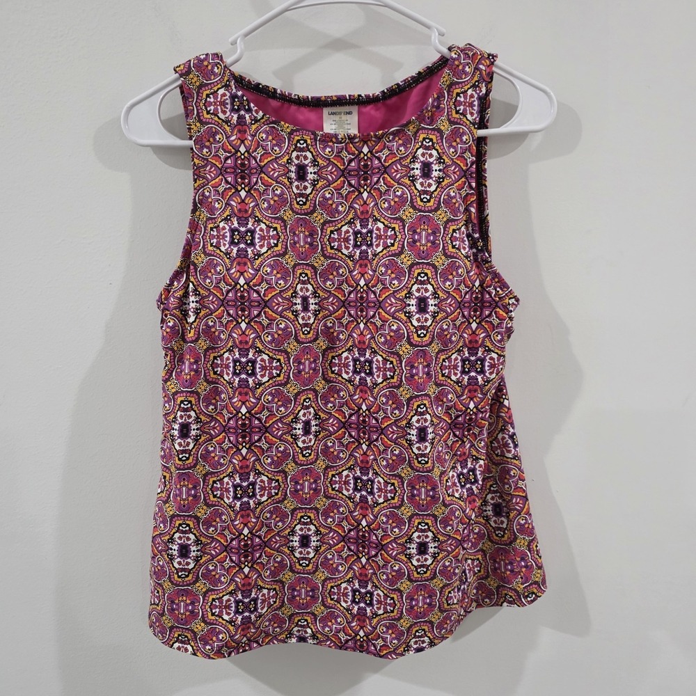 Lands End Womens Tankini Top Size 10 Floral Colorful Padded